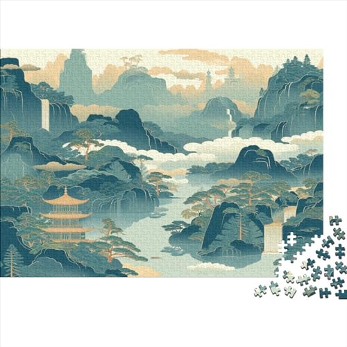 Oriental Mountain Vista 300 Teile Puzzle Für Kinder Und Erwachsene Ab 14 Jahren Ink Landscape Holzpuzzle Herausfordernd Denkspielzeug 300pcs (40x28cm) von YiWanLiu