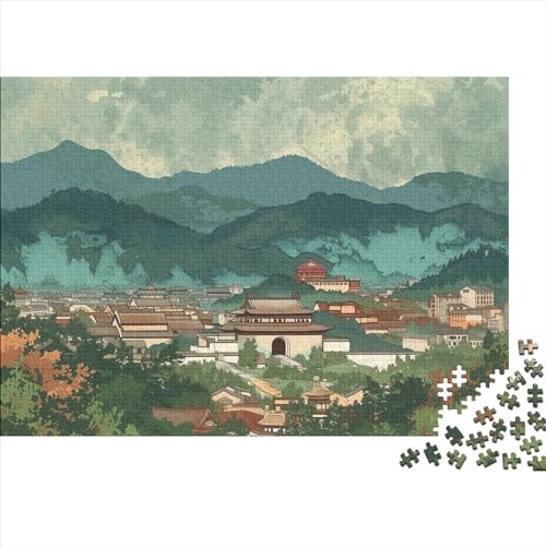 Oriental Mountain Vista 500 Teile Puzzle Für Kinder Und Erwachsene Ab 14 Jahren Ink Landscape Holzpuzzle Herausfordernd Denkspiel 500pcs (52x38cm) von YiWanLiu