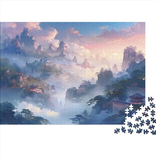 Oriental Mountain Vista 500-teiliges Puzzle Für Erwachsene Ink Landscape Holzpuzzle 500pcs (52x38cm) von YiWanLiu