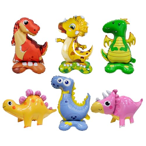 6 x Dinosaurier-Folienballons, stehend, Dinosaurier-Luftballons, riesiger Dino-Tier-Mylar-Ballon für Babyparty, Jungen, Dschungel, Dino-Motto-Party, Geburtstagsdekorationen 6 x Dinosaurier-Folienballons, stehend, Dinosaurier-Luftballons, riesiger Dino-Tier-Mylar-Ballon für Babyparty, Jungen, Dschungel, Dino-Motto-Party, Geburtstagsdekorationen von YiYou