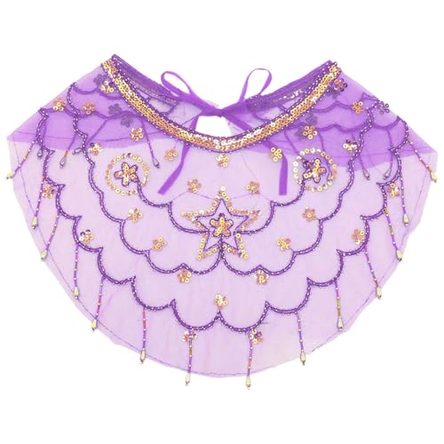YiZYiF Bauchtanz Gesichtsschleier Pailletten Quasten Tribal Mesh Maske Orient Indischen Schleier Tanzkleidung Belly Dance Kostüm Lila 1Pcs One Size von YiZYiF