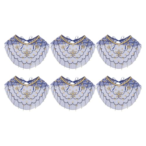 YiZYiF Bauchtanz Gesichtsschleier Pailletten Quasten Tribal Mesh Maske Orient Indischen Schleier Tanzkleidung Belly Dance Kostüm Navy Blue 6Pcs One Size von YiZYiF