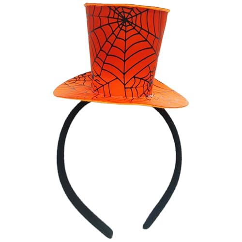 YiZYiF Beleuchtete Mini Zylinderhut Stirnband Halloween Spinnennetz Topper Für Thematische Feiertagspartys 1 Stück Gelb Einheitsgröße von YiZYiF