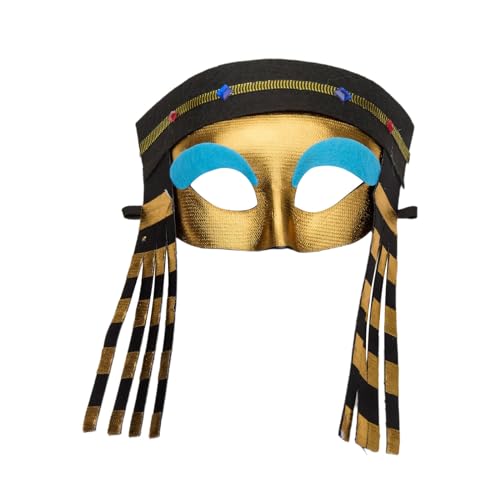 YiZYiF Damem Kleopatra Kostüm Set Königin Maske Halskragen Armbänder Gürtel Halloween Ägyptische Prinzessin Outfit Mottoparty Maskerade Karneval Maske One Size von YiZYiF