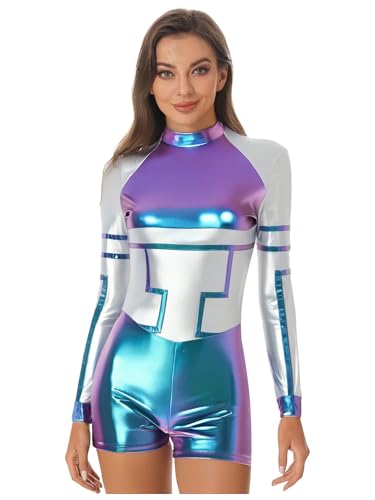 YiZYiF Damen Alien Kostüm Body Silber Metallic Astronauten Overall Space Outfit Für Halloween Karneval Faschnacht Blau M YiZYiF Damen Alien Kostüm Body Silber Metallic Astronauten Overall Space Outfit Für Halloween Karneval Faschnacht Blau M von YiZYiF