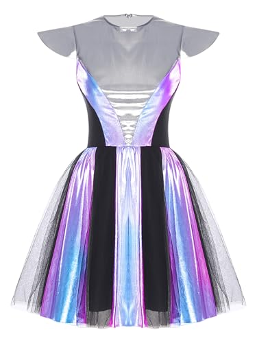 YiZYiF Damen Alien Kostüm Silber Metallic Space Girl Kleid Weltall Astronautin Kostüm Fasching Halloween Glitzer Partykleid YiZYiF Damen Alien Kostüm Silber Metallic Space Girl Kleid Weltall Astronautin Kostüm Fasching Halloween Glitzer Partykleid von YiZYiF