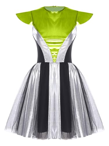 YiZYiF Damen Alien Kostüm Silber Metallic Space Girl Kleid Weltall Astronautin Kostüm Fasching Halloween Glitzer Partykleid YiZYiF Damen Alien Kostüm Silber Metallic Space Girl Kleid Weltall Astronautin Kostüm Fasching Halloween Glitzer Partykleid von YiZYiF