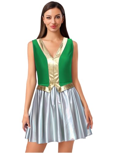 YiZYiF Damen Arabische Prinzessin Kostüm Kleid Arabische Orientalische Kledung Glitzer Tanzkleid Party Fastnacht Karneval Kostüm Grün XXL von YiZYiF