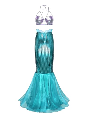 YiZYiF Damen Meerjungfrau Kostüm Perlen Muschel Bra Fischschwanz Maxirock Set Mermaid Bikini Strandmode Karneval Typ A XXL YiZYiF Damen Meerjungfrau Kostüm Perlen Muschel Bra Fischschwanz Maxirock Set Mermaid Bikini Strandmode Karneval Typ A XXL von YiZYiF
