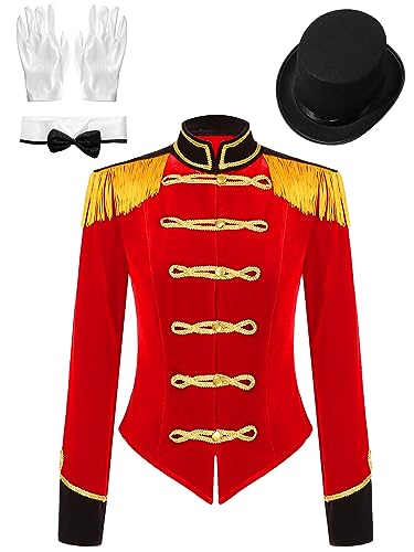 YiZYiF Damen Zirkus Kostüm Ringmaster Jacke Dompteurin Uniform Cosplay Mantel Frack Smoking Jacke Halloween Party Weihnachten Kostüm A_Rot_Set M YiZYiF Damen Zirkus Kostüm Ringmaster Jacke Dompteurin Uniform Cosplay Mantel Frack Smoking Jacke Halloween Party Weihnachten Kostüm A_Rot_Set M von YiZYiF