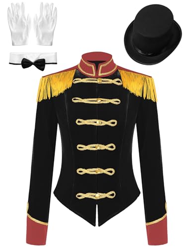 YiZYiF Damen Zirkus Kostüm Ringmaster Jacke Dompteurin Uniform Cosplay Mantel Frack Smoking Jacke Halloween Party Weihnachten Kostüm A_Schwarz_Set 3XL YiZYiF Damen Zirkus Kostüm Ringmaster Jacke Dompteurin Uniform Cosplay Mantel Frack Smoking Jacke Halloween Party Weihnachten Kostüm A_Schwarz_Set 3XL von YiZYiF