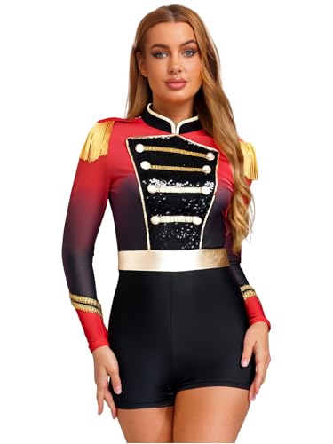YiZYiF Damen Zirkusdirektor Kostüm Zirkus Uniform Overall Langarm Body Halloween Karneval Kostüm Schwarz S YiZYiF Damen Zirkusdirektor Kostüm Zirkus Uniform Overall Langarm Body Halloween Karneval Kostüm Schwarz S von YiZYiF
