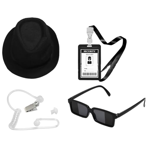 YiZYiF Geheimdienst Kostüm Set Sonnenbrille Ohrstück Fliege Arbeitsmarke Für Halloween Cosplay Party Typ C Einheitsgröße YiZYiF Geheimdienst Kostüm Set Sonnenbrille Ohrstück Fliege Arbeitsmarke Für Halloween Cosplay Party Typ C Einheitsgröße von YiZYiF