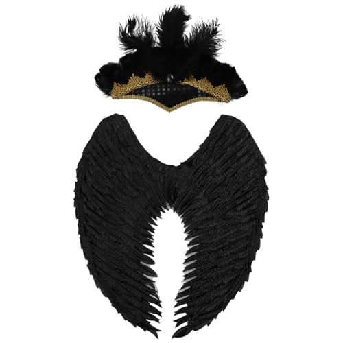 YiZYiF Glänzende Metallische Flügel Goldene Plattenfederflügel Und Kopfschmuck Für Halloween Maskenball Typ 6 Einheitsgröße YiZYiF Glänzende Metallische Flügel Goldene Plattenfederflügel Und Kopfschmuck Für Halloween Maskenball Typ 6 Einheitsgröße von YiZYiF