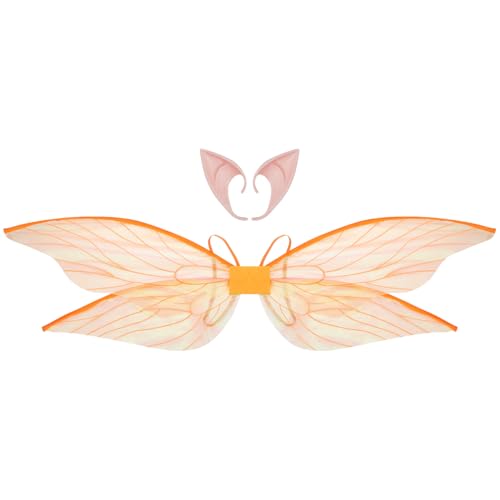 YiZYiF Glitzernde Durchsichtige Blumenfeenflügel Libellenelfenflügel Mit Elfenohren Für Halloweenparty Orange Einheitsgröße YiZYiF Glitzernde Durchsichtige Blumenfeenflügel Libellenelfenflügel Mit Elfenohren Für Halloweenparty Orange Einheitsgröße von YiZYiF