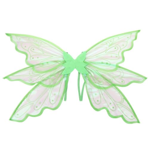 YiZYiF Glitzernde Feenflügel Für Erwachsene Mehrlagige Schmetterlingselfenflügel Kostümzubehör Für Geburtstagsfeiern Verkleidung Grün Einheitsgröße von YiZYiF