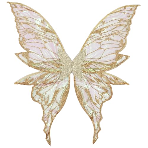 YiZYiF Glitzernde Schmetterlingsflügel Blume Elfenflügel Kostüm Accessoire für Mittsommer Party Sekt One Size von YiZYiF