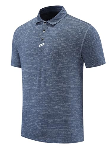 YiZYiF Golf Outdoor-Fitness-Training-Shirt Casual, Kurzarm mit Kragen, Schnelltrocknend für Sport Blau L von YiZYiF