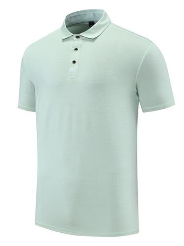 YiZYiF Golf Outdoor-Fitness-Training-Shirt Casual, Kurzarm mit Kragen, Schnelltrocknend für Sport Grün 3XL von YiZYiF