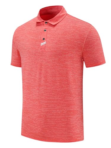 YiZYiF Golf Outdoor-Fitness-Training-Shirt Casual, Kurzarm mit Kragen, Schnelltrocknend für Sport Orange 4XL von YiZYiF