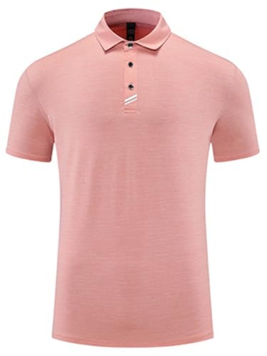 YiZYiF Golf Outdoor-Fitness-Training-Shirt Casual, Kurzarm mit Kragen, Schnelltrocknend für Sport Rosa L von YiZYiF