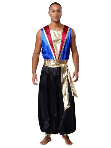 YiZYiF Herren Arabisches Kostüm Arabischer Prinz Orient Märchen Cosplay Kleidung Overall Haremshose Fasching Halloween Kostüm YiZYiF Herren Arabisches Kostüm Arabischer Prinz Orient Märchen Cosplay Kleidung Overall Haremshose Fasching Halloween Kostüm von YiZYiF
