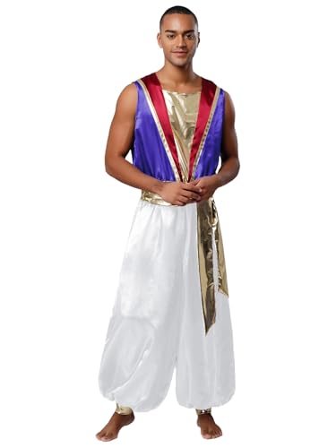 YiZYiF Herren Arabisches Kostüm Arabischer Prinz Orient Märchen Cosplay Kleidung Overall Haremshose Fasching Halloween Kostüm YiZYiF Herren Arabisches Kostüm Arabischer Prinz Orient Märchen Cosplay Kleidung Overall Haremshose Fasching Halloween Kostüm von YiZYiF