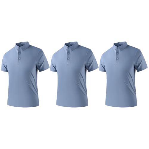 YiZYiF Herren Golf-business-shirt – Kurzarm: Aus Hautfreundlichem, Bequemem Kühlem Seide-material, Stehkragen, Businessfreizeitlich, Modern Und Im Trend Blau 4XL von YiZYiF