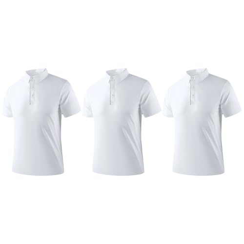 YiZYiF Herren Golf-business-shirt – Kurzarm: Aus Hautfreundlichem, Bequemem Kühlem Seide-material, Stehkragen, Businessfreizeitlich, Modern Und Im Trend Weiß XXL von YiZYiF