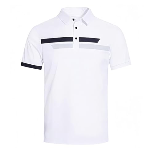 YiZYiF Herren Golfsport-t-shirt Kurzarm Für Sommer: Eisklebermaterial, Elastisch, Gut Atmungsaktiv, Schnell Trocknend Weiß XXL von YiZYiF
