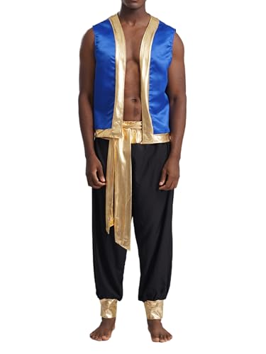 YiZYiF Herren Kostüm Arabisches Prinz Orient Weste Hose Fasching Halloween Kostüm Männer Märchen Prinz Mottoparty Cosplay Outfit Schwarz XXL YiZYiF Herren Kostüm Arabisches Prinz Orient Weste Hose Fasching Halloween Kostüm Männer Märchen Prinz Mottoparty Cosplay Outfit Schwarz XXL von YiZYiF