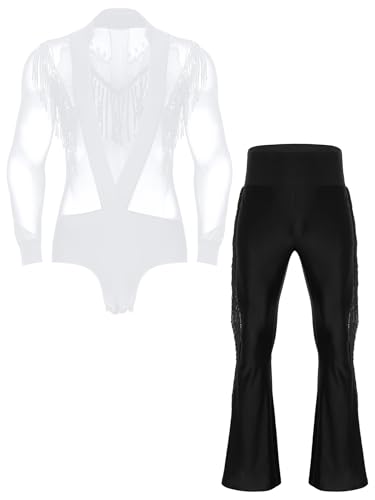 YiZYiF Herren Latein Tanz Outfit Tiefer V-Ausschnitt Pailletten Quasten Netz Hemd Fransen Schlaghose Set Moderne Dancewear Weiß XL YiZYiF Herren Latein Tanz Outfit Tiefer V-Ausschnitt Pailletten Quasten Netz Hemd Fransen Schlaghose Set Moderne Dancewear Weiß XL von YiZYiF