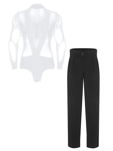 YiZYiF Herren Latein Tanzhemd Anzug Kostüm Tiefer Ausschnitt Paillettenquaste Netz Hemd Und Hose Jazz Moderne Dancewear Weiß L YiZYiF Herren Latein Tanzhemd Anzug Kostüm Tiefer Ausschnitt Paillettenquaste Netz Hemd Und Hose Jazz Moderne Dancewear Weiß L von YiZYiF