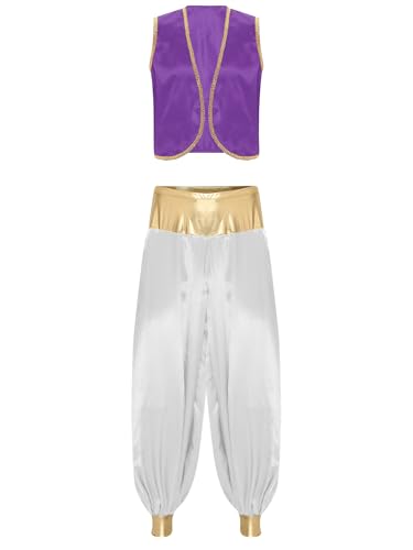 YiZYiF Herren Orient Arabischer Prinz Kostüm Weste Aladdinhose Set Männer Fasching Halloween Kostüm Mottoparty Outfit Dunkellila&Weiß M YiZYiF Herren Orient Arabischer Prinz Kostüm Weste Aladdinhose Set Männer Fasching Halloween Kostüm Mottoparty Outfit Dunkellila&Weiß M von YiZYiF