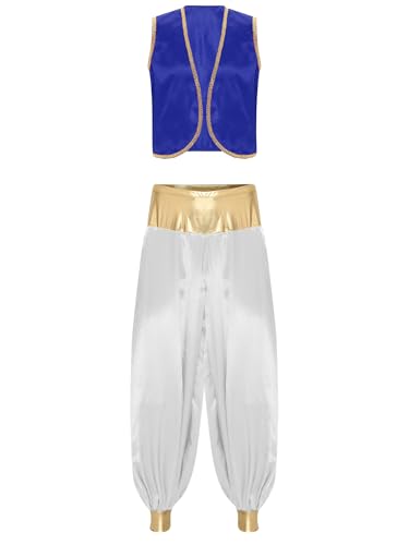 YiZYiF Herren Orient Arabischer Prinz Kostüm Weste Aladdinhose Set Männer Fasching Halloween Kostüm Mottoparty Outfit Königsblau&Weiß L YiZYiF Herren Orient Arabischer Prinz Kostüm Weste Aladdinhose Set Männer Fasching Halloween Kostüm Mottoparty Outfit Königsblau&Weiß L von YiZYiF