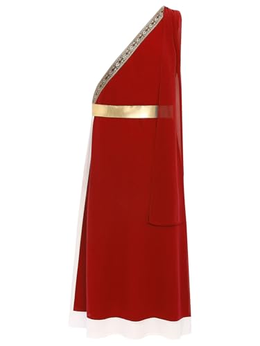 YiZYiF Herren Römische Griechische Götte Kostüme Toga Ein-schulter Kleid Mit 2 Lage Überwurf Männer Halloween Faschingskostüm Burgundy L YiZYiF Herren Römische Griechische Götte Kostüme Toga Ein-schulter Kleid Mit 2 Lage Überwurf Männer Halloween Faschingskostüm Burgundy L von YiZYiF