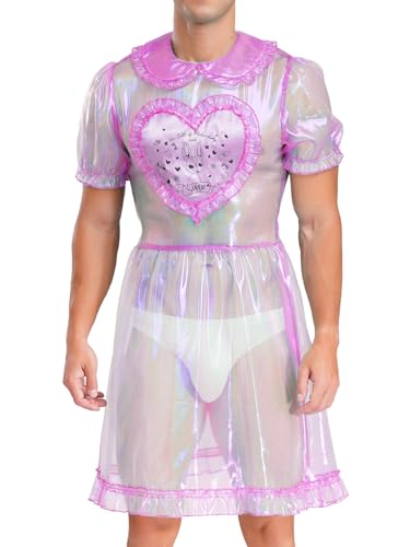 YiZYiF Herren Sissy Dienstmädchen Kostüm Durchsichtiges Maid Kleid für Karneval Junggesellenabschied Party Violett XXL YiZYiF Herren Sissy Dienstmädchen Kostüm Durchsichtiges Maid Kleid für Karneval Junggesellenabschied Party Violett XXL von YiZYiF