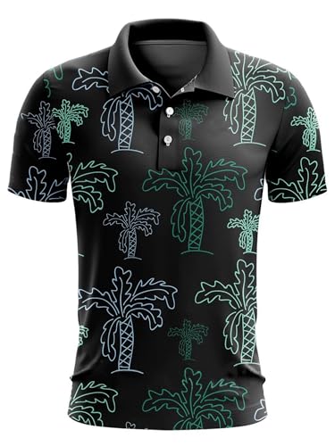 YiZYiF Herren Sommer-golf-shirt Casual Neu, Blumen-druck, Atmungsaktiv, Schweißableitend, Relaxed Passform Typ A XL von YiZYiF