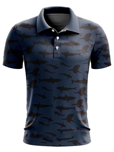 YiZYiF Herren Sommer-golf-shirt Casual Neu, Blumen-druck, Atmungsaktiv, Schweißableitend, Relaxed Passform Typ D S von YiZYiF