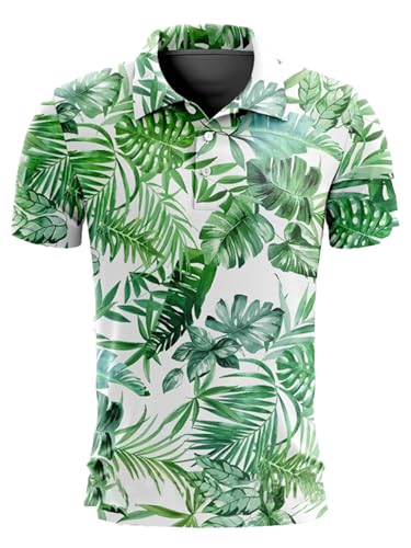 YiZYiF Herren Sommer-golf-shirt Casual Neu, Blumen-druck, Atmungsaktiv, Schweißableitend, Relaxed Passform Typ M 4XL von YiZYiF