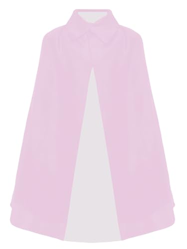 YiZYiF Kinder Magier Umhang Cape Revers Maskerade Cape Druckknopf Design Schal Hell-Pink One Size von YiZYiF