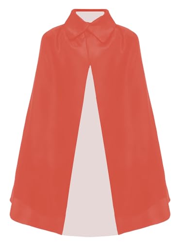 YiZYiF Kinder Magier Umhang Cape Revers Maskerade Cape Druckknopf Design Schal Wassermelonenrot One Size von YiZYiF