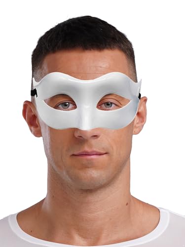 YiZYiF Metallisch Glänzende Maskerademaske Retro Venezianische Halbgesichtsmasken Für Mardi Gras Kostümparty Weiß Einheitsgröße von YiZYiF