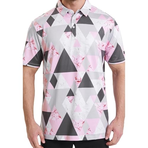 YiZYiF Minimalistisches Herren-golfhemd Mit Knopfverschluss, Karomuster, Umschlagkragen, 3d-digitaldruck, Kurzarm, Locker Und Leger Typ D 6XL von YiZYiF