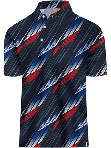 YiZYiF Minimalistisches Herren-golfhemd Mit Knopfverschluss, Karomuster, Umschlagkragen, 3d-digitaldruck, Kurzarm, Locker Und Leger Typ I 2XL von YiZYiF