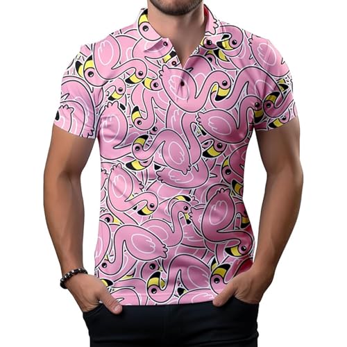 YiZYiF Minimalistisches Herren-golfhemd Mit Knopfverschluss, Karomuster, Umschlagkragen, 3d-digitaldruck, Kurzarm, Locker Und Leger Typ W 4XL von YiZYiF
