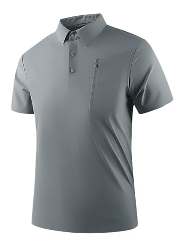 YiZYiF Neues Hochwertiges Herren-Golf-T-Shirt Sommer, Ice-Silk, Umschlagkragen, Nahtlos, Sportlich Und Casual Dunkelgrau 3XL von YiZYiF