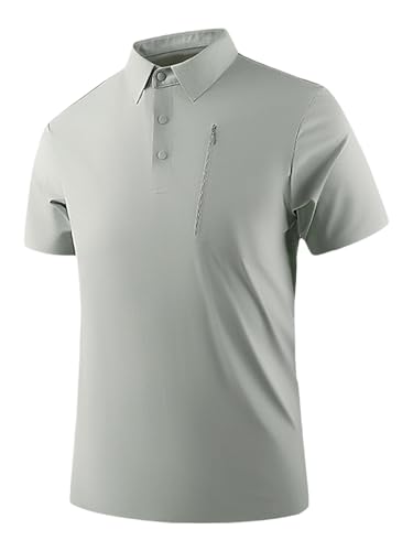 YiZYiF Neues Hochwertiges Herren-Golf-T-Shirt Sommer, Ice-Silk, Umschlagkragen, Nahtlos, Sportlich Und Casual Grau XL von YiZYiF