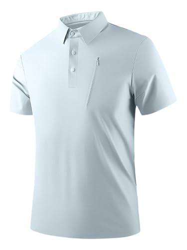 YiZYiF Neues Hochwertiges Herren-Golf-T-Shirt Sommer, Ice-Silk, Umschlagkragen, Nahtlos, Sportlich Und Casual Hellblau 4XL von YiZYiF
