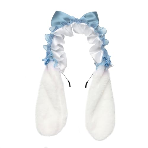 YiZYiF Niedliches Lolita Hasenohr-Haarband mit Clips Plüsch-Ohren-Haarband Mädchenkostüm-Zubehör Blau 3 One Size YiZYiF Niedliches Lolita Hasenohr-Haarband mit Clips Plüsch-Ohren-Haarband Mädchenkostüm-Zubehör Blau 3 One Size von YiZYiF